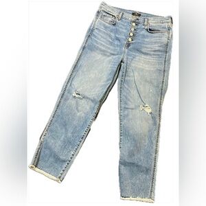 7 FOR ALL MANKIND High Waist Cropped Straight Medium Wash Denim Jeans, Size 30